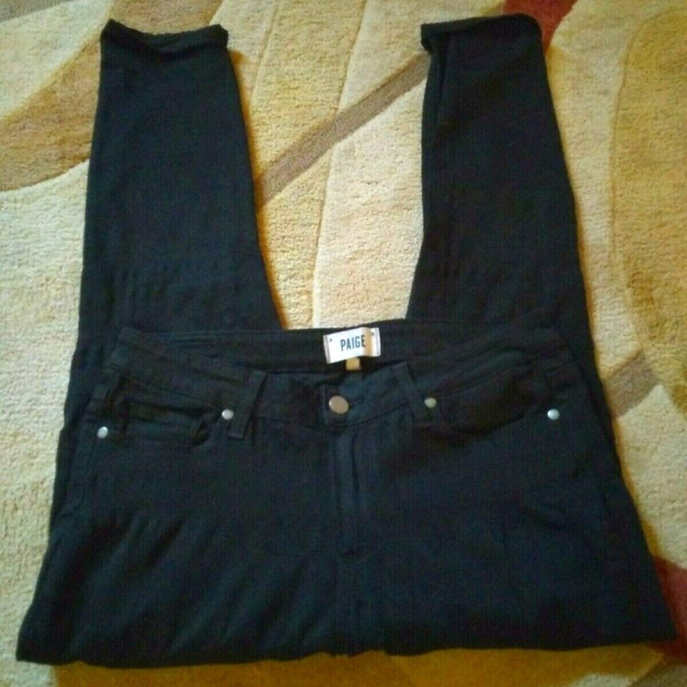 Paige Ultra Skinny Black Overdyed Jeans 30